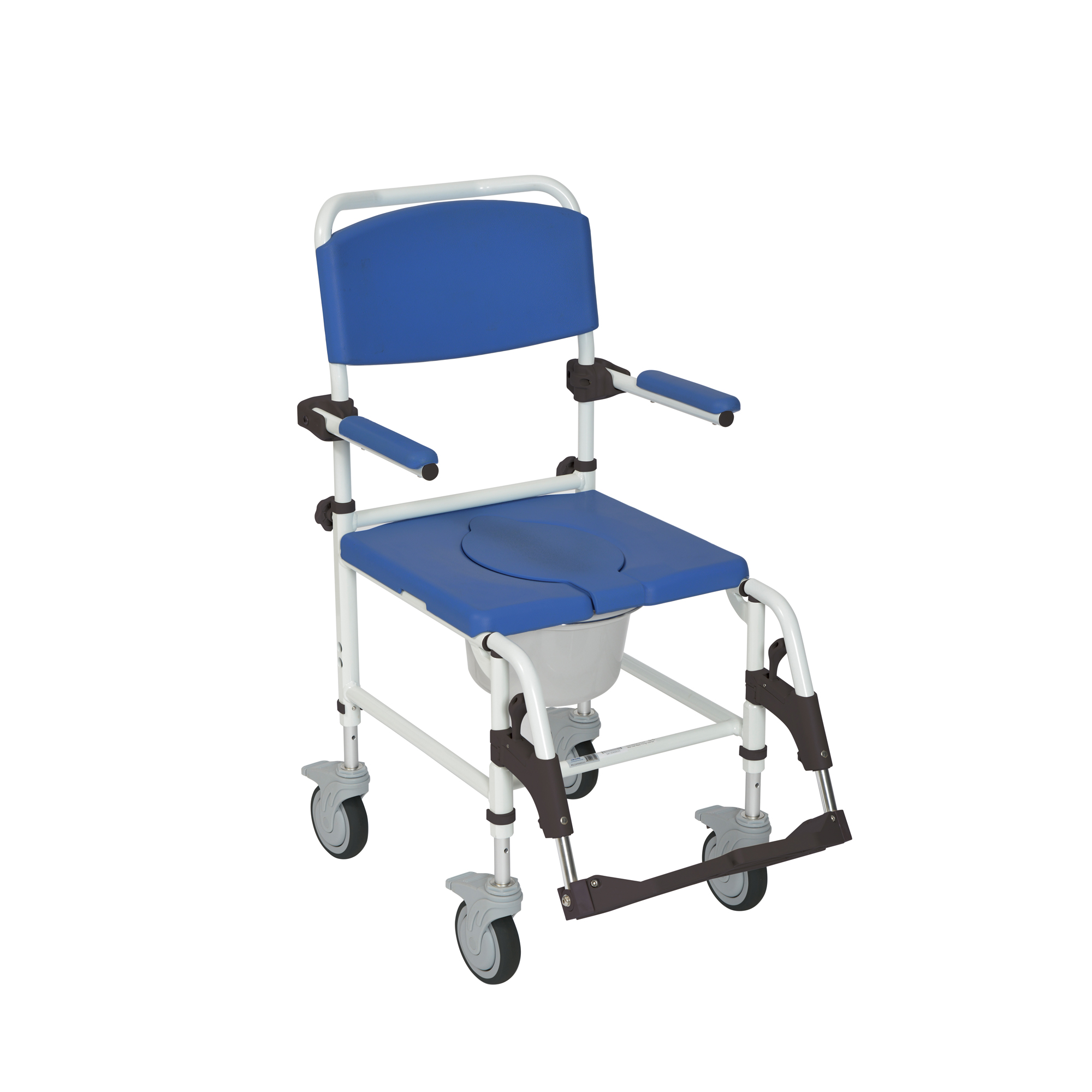 Drive Medical Aluminum Rehab Shower Commode Chair with Four Rear-locking Casters
