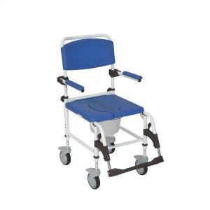 Drive Medical Aluminum Rehab Shower Commode Chair with Four Rear-locking Casters