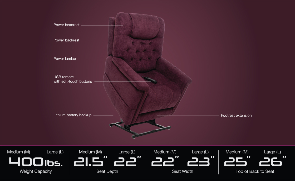 VivaLIFT! PLR-958 Legacy Lift Chair Specifications