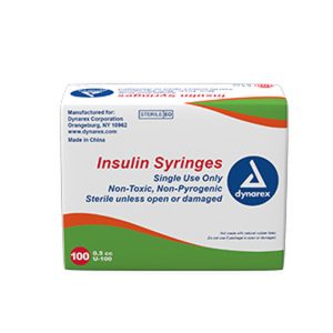 Dynarex 1 ML Non-Safety Insulin Syringes